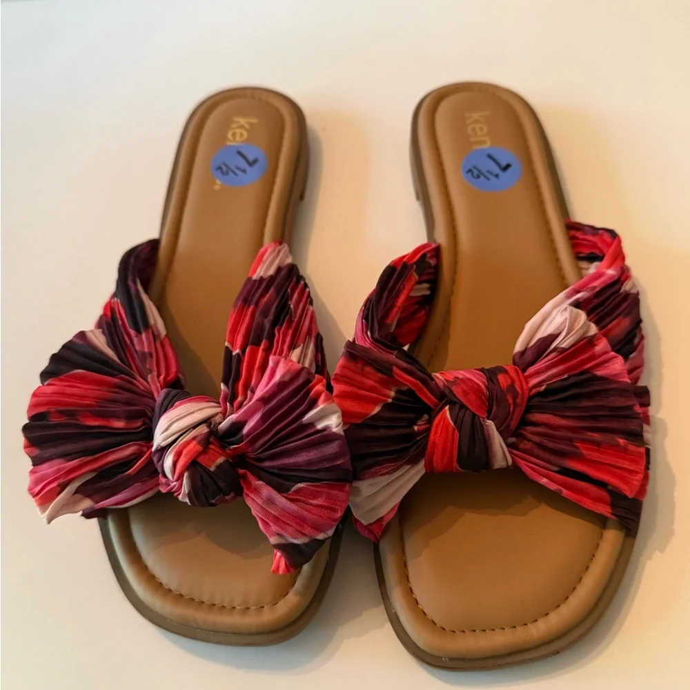 Kelsie Renata 2 Knot-Tie Multi Pattern Slide Sandals New Women’s 7.5